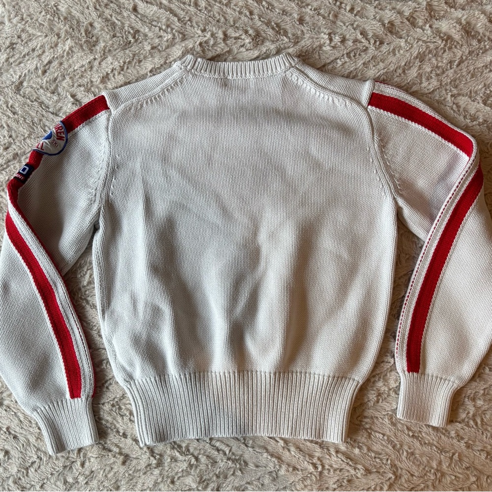 Polo by Ralph Lauren White Sweater with Red, Blue & Yellow Logo - Picture 5 of 5